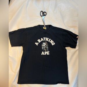 Bape Black Short Sleeve Tee with Camo Ape Head Logo